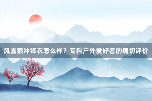 风雪狼冲锋衣怎么样？专科户外爱好者的确切评价
